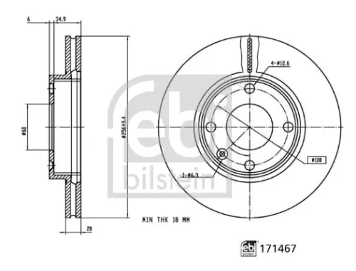 FEBI BILSTEIN 2x Brake Disc (171467)