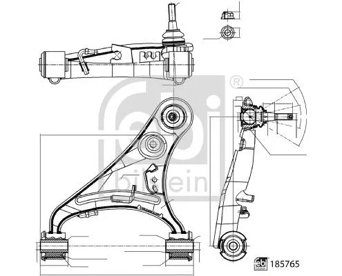 1x Control/Trailing Arm, wheel suspension