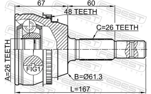 FEBEST Joint Kit, drive shaft (0110-ACV36A48)