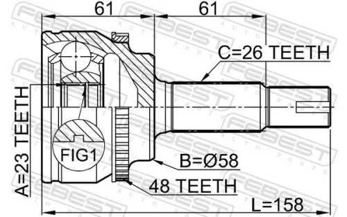 FEBEST Joint Kit, drive shaft (0110-ZZE120A48)