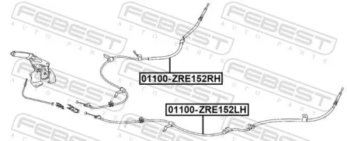 FEBEST Cable Pull, parking brake (01100-ZRE152RH)