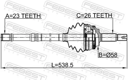 FEBEST Joint Kit, drive shaft (0114-ZZE120A48LH)