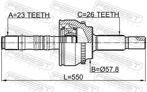 FEBEST Joint Kit, drive shaft (0114-ZZT251A48LH)