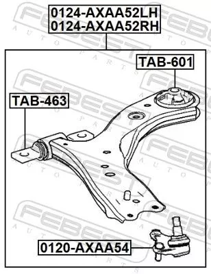 FEBEST Control/Trailing Arm, wheel suspension (0124-AXAA52RH)