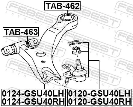 FEBEST Control/Trailing Arm, wheel suspension (0124-GSU40RH)