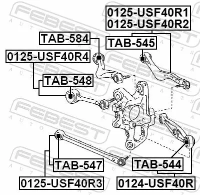 FEBEST Control/Trailing Arm, wheel suspension (0124-USF40R)