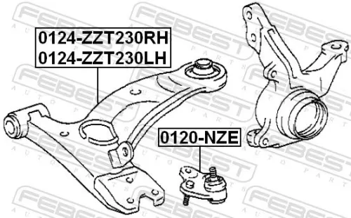 FEBEST Control/Trailing Arm, wheel suspension (0124-ZZT230RH)
