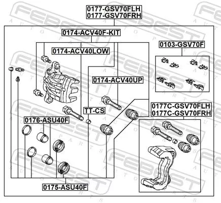 FEBEST Brake Caliper Bracket Set (0177C-GSV70FRH)