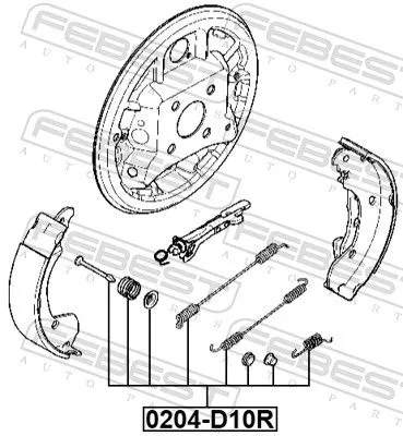 FEBEST Accessory Kit, parking brake shoes (0204-D10R-KIT)