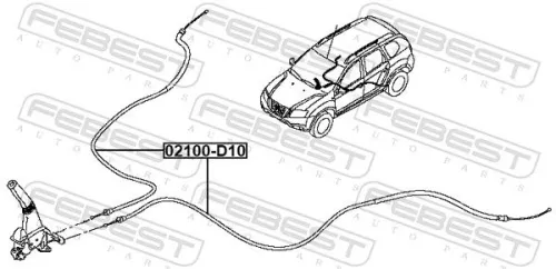 FEBEST Cable Pull, parking brake (02100-D10)