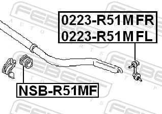 FEBEST Link/Coupling Rod, stabiliser bar (0223-R51MFR)