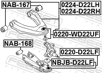 FEBEST Control/Trailing Arm, wheel suspension (0224-D22RH)