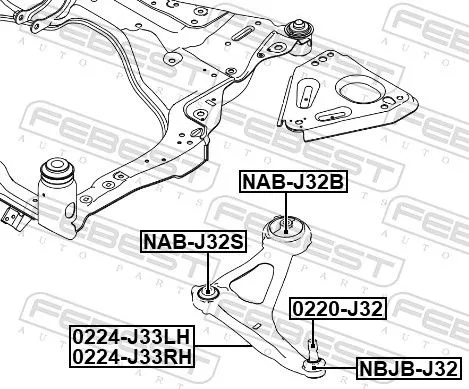 FEBEST Control/Trailing Arm, wheel suspension (0224-J33LH)