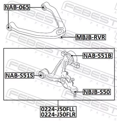 FEBEST Control/Trailing Arm, wheel suspension (0224-J50FLR)
