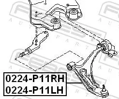 FEBEST Control/Trailing Arm, wheel suspension (0224-P11RH)