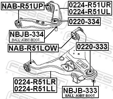 FEBEST Control/Trailing Arm, wheel suspension (0224-R51UL)