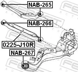 FEBEST Control/Trailing Arm, wheel suspension (0225-J10R)