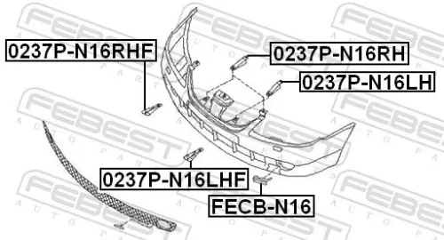 FEBEST Mounting Bracket, bumper (0237P-N16RHF)