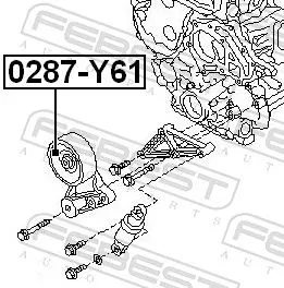 FEBEST Tensioner Pulley, V-ribbed belt (0287-Y61)