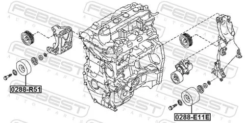 FEBEST Deflection/Guide Pulley, V-ribbed belt (0288-E11E)