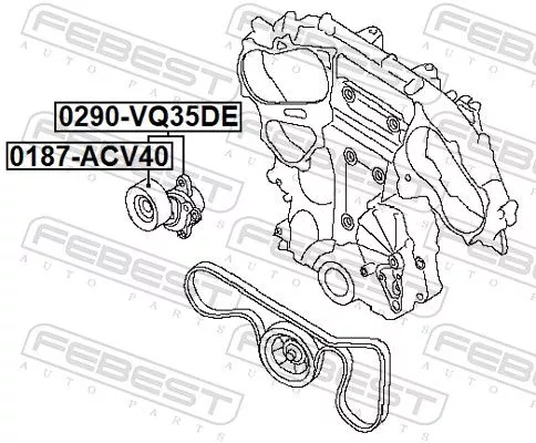 FEBEST Belt Tensioner, V-ribbed belt (0290-VQ35DE)