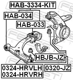FEBEST Control/Trailing Arm, wheel suspension (0324-HRVLH)