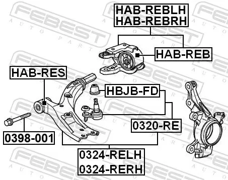 FEBEST Control/Trailing Arm, wheel suspension (0324-RELH)