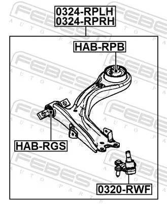 FEBEST Control/Trailing Arm, wheel suspension (0324-RPRH)
