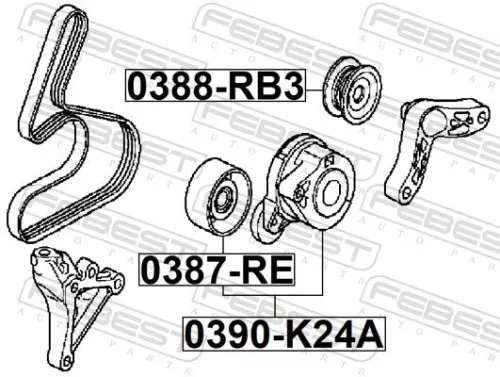 FEBEST Belt Tensioner, V-ribbed belt (0390-K24A)