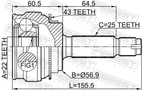 FEBEST Joint Kit, drive shaft (0410-CSA43)