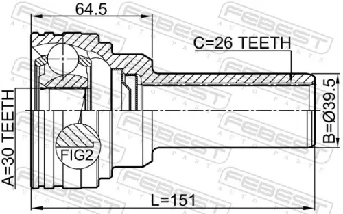 FEBEST Joint, propshaft (0411-V97WSHA)