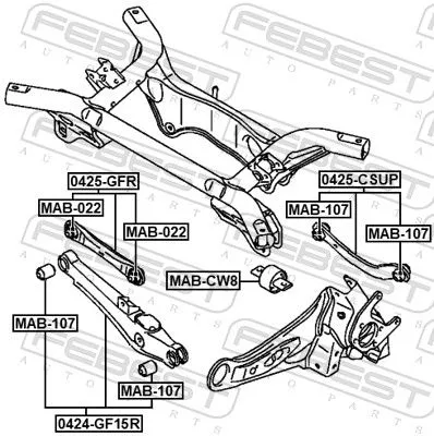FEBEST Control/Trailing Arm, wheel suspension (0424-GF15R)