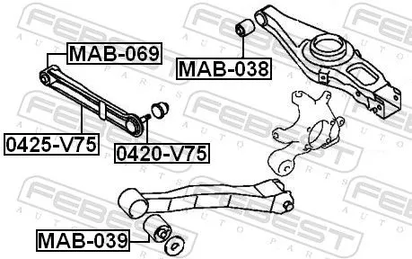 FEBEST Control/Trailing Arm, wheel suspension (0425-V75)