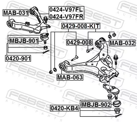 FEBEST Camber Correction Screw Set (0429-008-KIT)
