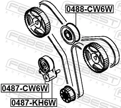 FEBEST Tensioner Pulley, timing belt (0487-KH6W)