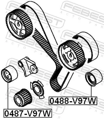 FEBEST Tensioner Pulley, timing belt (0487-V97W)
