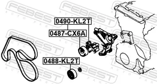 FEBEST Belt Tensioner, V-ribbed belt (0490-KL2T)