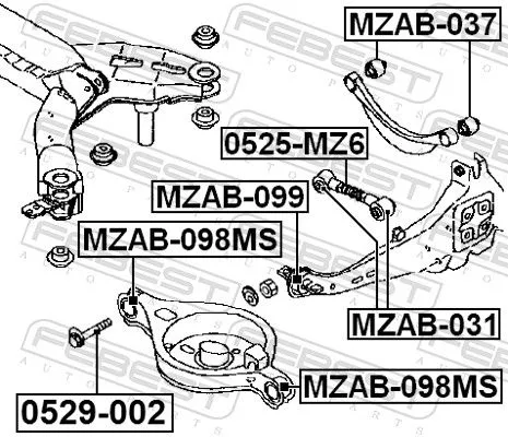 FEBEST Control/Trailing Arm, wheel suspension (0525-MZ6)