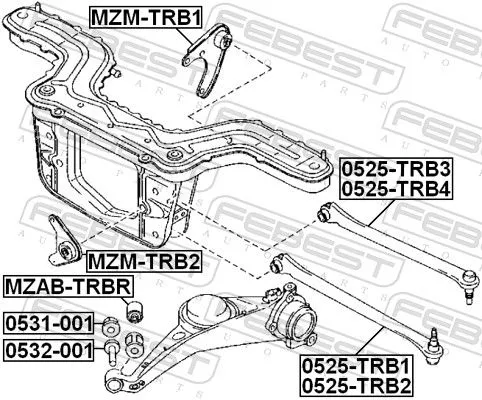 FEBEST Control/Trailing Arm, wheel suspension (0525-TRB3)