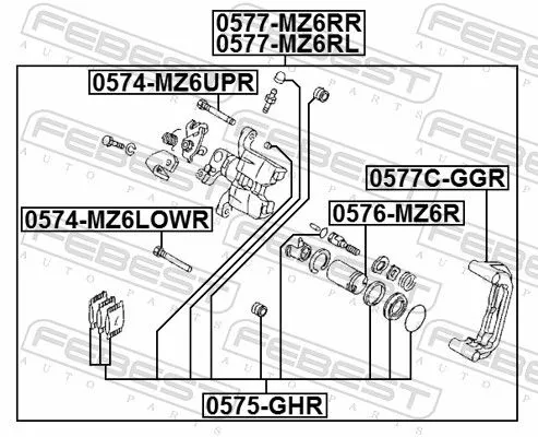 FEBEST Guide Bolt, brake caliper (0574-MZ6LOWR)