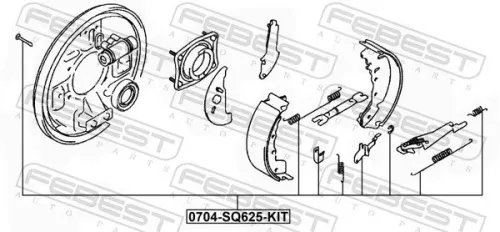 FEBEST Accessory Kit, parking brake shoes (0704-JB625-KIT)