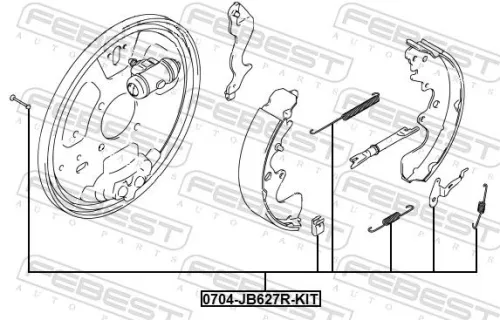 FEBEST Accessory Kit, parking brake shoes (0704-JB627R-KIT)