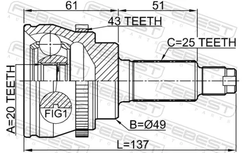 FEBEST Joint Kit, drive shaft (0710-RM413A43)