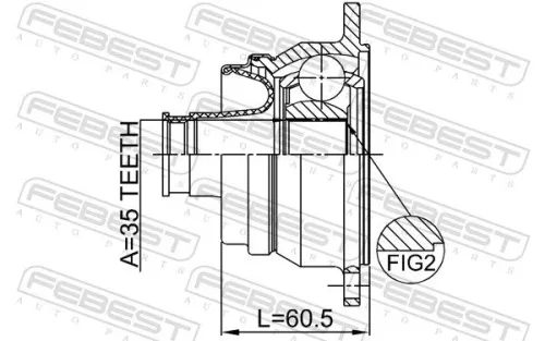 FEBEST Joint, propshaft (0711-JB424RSHA)