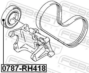 FEBEST Tensioner Pulley, V-ribbed belt (0787-RH418)