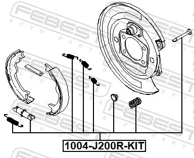 FEBEST Accessory Kit, parking brake shoes (1004-J200R-KIT)