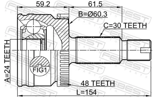 FEBEST Joint Kit, drive shaft (1210-D7A2WA48)