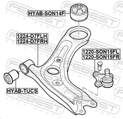 FEBEST Control/Trailing Arm, wheel suspension (1224-D7FLH)
