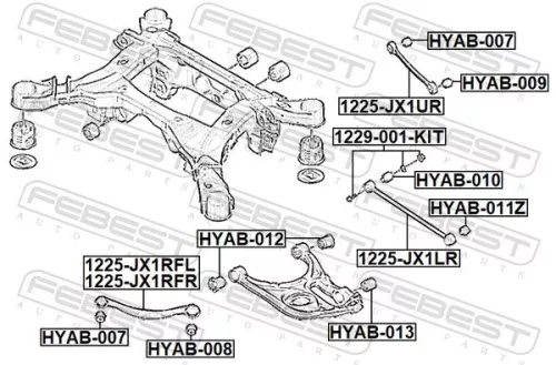 FEBEST Control/Trailing Arm, wheel suspension (1225-JX1UR)