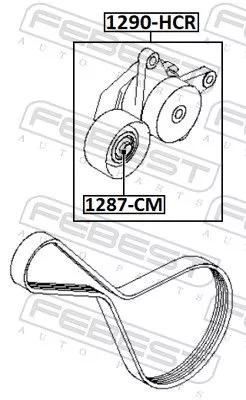 FEBEST Belt Tensioner, V-ribbed belt (1290-HCR)